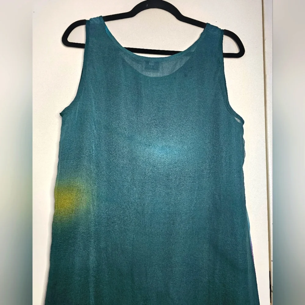 Vintage Maxi Semi-sheer Bird Print Beach Coverup Sleeveless Multicolor Dress - Picture 10 of 13
